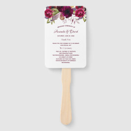 ブルゴーニュの水彩色のフローラ結婚式 ハンドファン