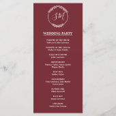 ブルゴーニュの水彩葉結婚の式典 プログラム (裏面)