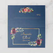 ブルゴーニュの水色の花模様は青結婚い プレイスカード (外部開封)