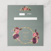 ブルゴーニュの水色の花模様セージ結婚・グリーン プレイスカード (外部開封)