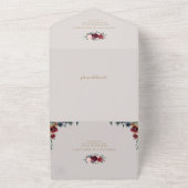 ブルゴーニュの水色フローラ素朴な結婚ボホのアル オールインワン招待状 (外側)