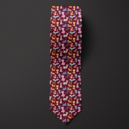 ブルゴーニュの猫モンタージュ ネクタイ