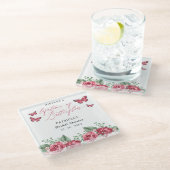 ブルゴーニュの生涯の蝶ブライダルシャワー ガラスコースター (アングル)