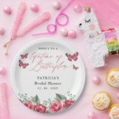 ブルゴーニュの生涯の蝶ブライダルシャワー ペーパープレート (パーティー)