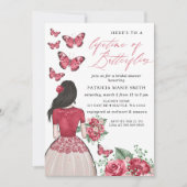 ブルゴーニュの生涯の蝶ブライダルシャワー 招待状 (正面)