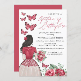 ブルゴーニュの生涯の蝶ブライダルシャワー 招待状