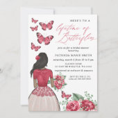 ブルゴーニュの生涯の蝶ブライダルシャワー 招待状 (正面)