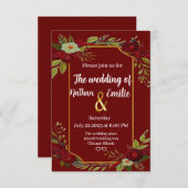 ブルゴーニュの素朴結婚な花 招待状 (正面/裏面)