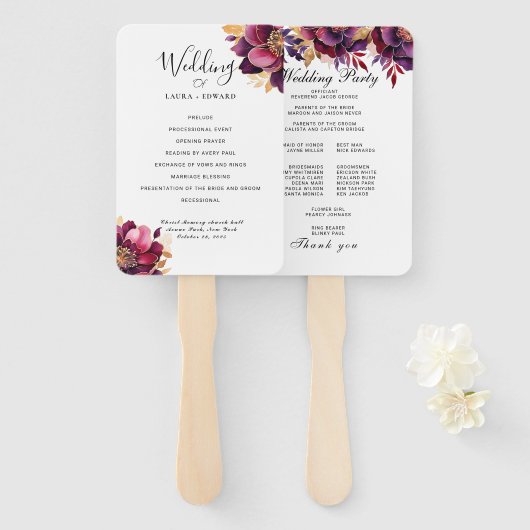 ブルゴーニュの至福エレガント:フローラつる植物パターン勝利 ハンドファン (正面&裏面)