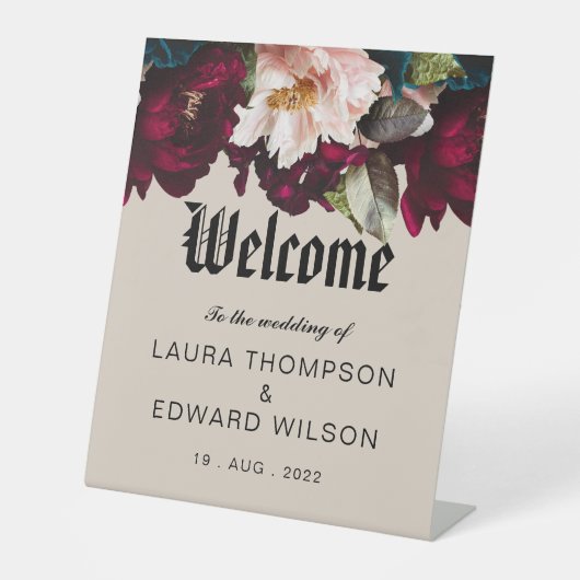 ブルゴーニュの至福エレガント:フローラつる植物パターン勝利 台座サイン (正面)