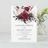 ブルゴーニュの至福エレガント:フローラつる植物パターン勝利 招待状 (スタンド正面)