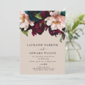 ブルゴーニュの至福エレガント:フローラつる植物パターン勝利 招待状 (スタンド正面)