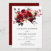 ブルゴーニュの至福エレガント:フローラつる植物パターン勝利 招待状 (正面/裏面)