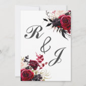 ブルゴーニュの至福エレガント:フローラつる植物パターン勝利 招待状 (裏面)