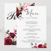 ブルゴーニュの至福エレガント:フローラつる植物パターン勝利 招待状 (正面/裏面)