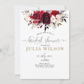 ブルゴーニュの至福エレガント:フローラつる植物パターン勝利 招待状 (正面)