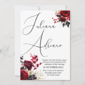 ブルゴーニュの至福エレガント:フローラつる植物パターン勝利 招待状 (正面)