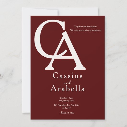 ブルゴーニュの至福：バージョン4結婚式招待状 招待状 (正面)