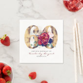 ブルゴーニュの花と金ゴールドタイポグラフィ60誕生日 スタンダードカクテルナプキン (インサイチュ)