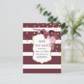 ブルゴーニュの花と金ゴールド紙吹雪保存日 案内ポストカード (スタンド正面)