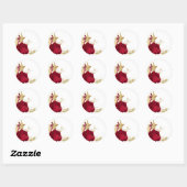 ブルゴーニュの花と金ゴールド葉白色 ラウンドシール (シート)