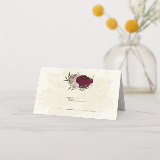 ブルゴーニュの花の植物性結婚の花 プレイスカード (正面)