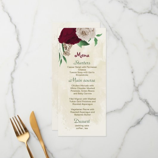 ブルゴーニュの花の植物性結婚の花 メニュー (正面/裏面インサイチュ)