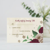 ブルゴーニュの花の植物性結婚の花 出欠カード (スタンド正面)