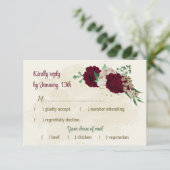 ブルゴーニュの花の植物性結婚の花 出欠カード (スタンド正面)