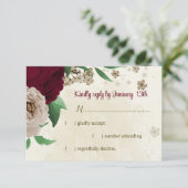 ブルゴーニュの花の植物性結婚の花 出欠カード (スタンド正面)