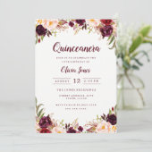 ブルゴーニュの花のQuinceanera招待状 招待状 (スタンド正面)