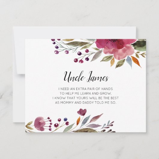 ブルゴーニュの花は私のゴッドファーザーの提案になる 招待状 (正面)