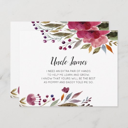 ブルゴーニュの花は私のゴッドファーザーの提案になる 招待状 (正面/裏面)