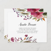 ブルゴーニュの花は私のゴッドマザーの提案になる 招待状 (正面/裏面)