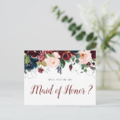 ブルゴーニュの花は私のメイド・オブ・オーナー(花嫁付き添い人)カード インビテーションポストカード (スタンド正面)