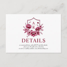 ブルゴーニュの花フローラ結婚の詳細QR エンクロージャーカード