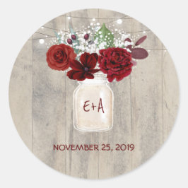 ブルゴーニュの花メイスン素朴ジャー結婚ズ ラウンドシール