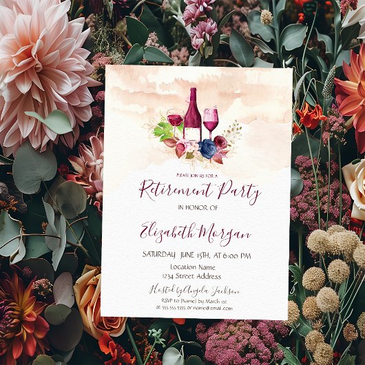 ブルゴーニュの花ワイン試飲ウォーターカラーリタイア セーブザデート