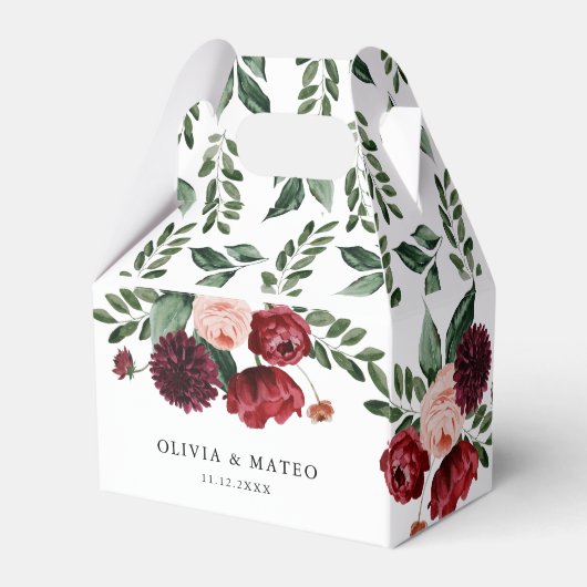 ブルゴーニュの花冬の結婚式のお願いボックス フェイバーボックス (裏面サイド)