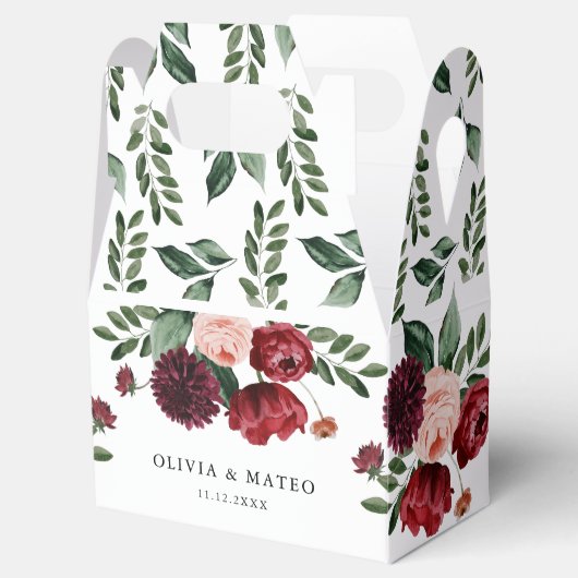 ブルゴーニュの花冬の結婚式のお願いボックス フェイバーボックス (オープン)