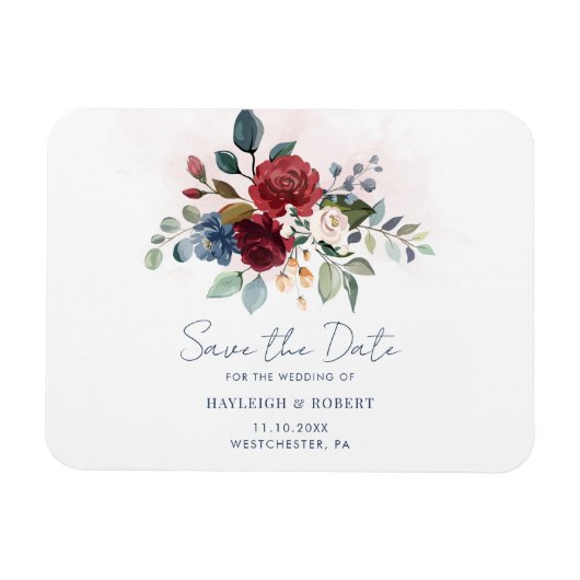 ブルゴーニュの花咲くグリーンウェディングの「Save the Date」 マグネット (横)