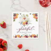 ブルゴーニュの花柄のかぼちゃの Thanksgiving スタンダードカクテルナプキン (インサイチュ)