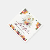 ブルゴーニュの花柄のかぼちゃの Thanksgiving スタンダードカクテルナプキン (角)