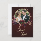 ブルゴーニュの花柄 カトリック 結婚式のお礼 サンキューカード (正面)