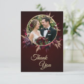 ブルゴーニュの花柄 カトリック 結婚式のお礼 サンキューカード (スタンド正面)