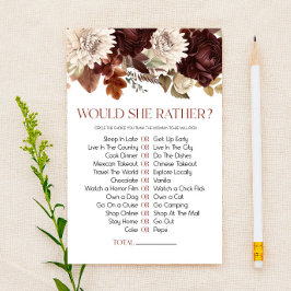 ブルゴーニュの花柄 Would She Rather ベビーシャワーゲーム