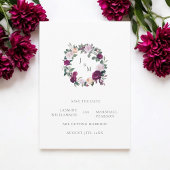 ブルゴーニュの花模様エレガントは日付を保存する 招待状