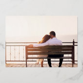 ブルゴーニュの花模様結婚写真のMr.とMrs.バラ 箔招待状 (裏面)