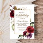 ブルゴーニュの花縁ど金ゴールド60th Birthday Party 招待状<br><div class="desc">バーガンディ縁どフラワーズ金ゴールド60thバースデーパーティー招待ニッチとnest storeのマッチングコレクションを参照</div>