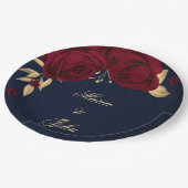 ブルゴーニュの花葉金ゴールドネイビー ペーパープレート (アングル)